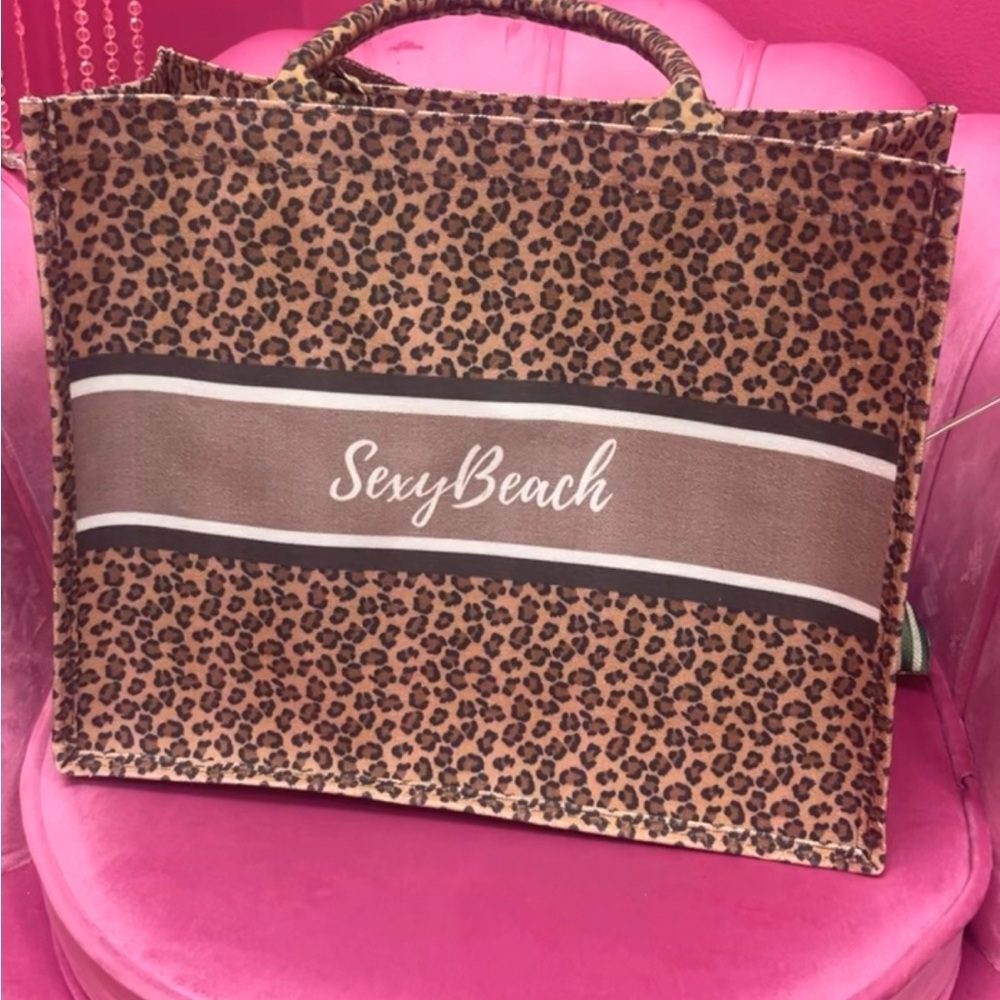 New  Leopard Print Tote Waterproof Canvas beach vacation Travel girls trip  bag